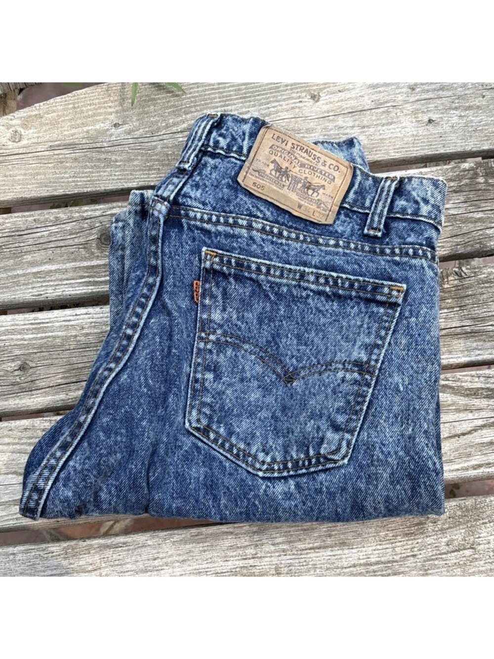 Vtg Levis 505 Orange Tab Jeans Mens 34x32 80s Acid Wash Reg Fit Straight Leg USA